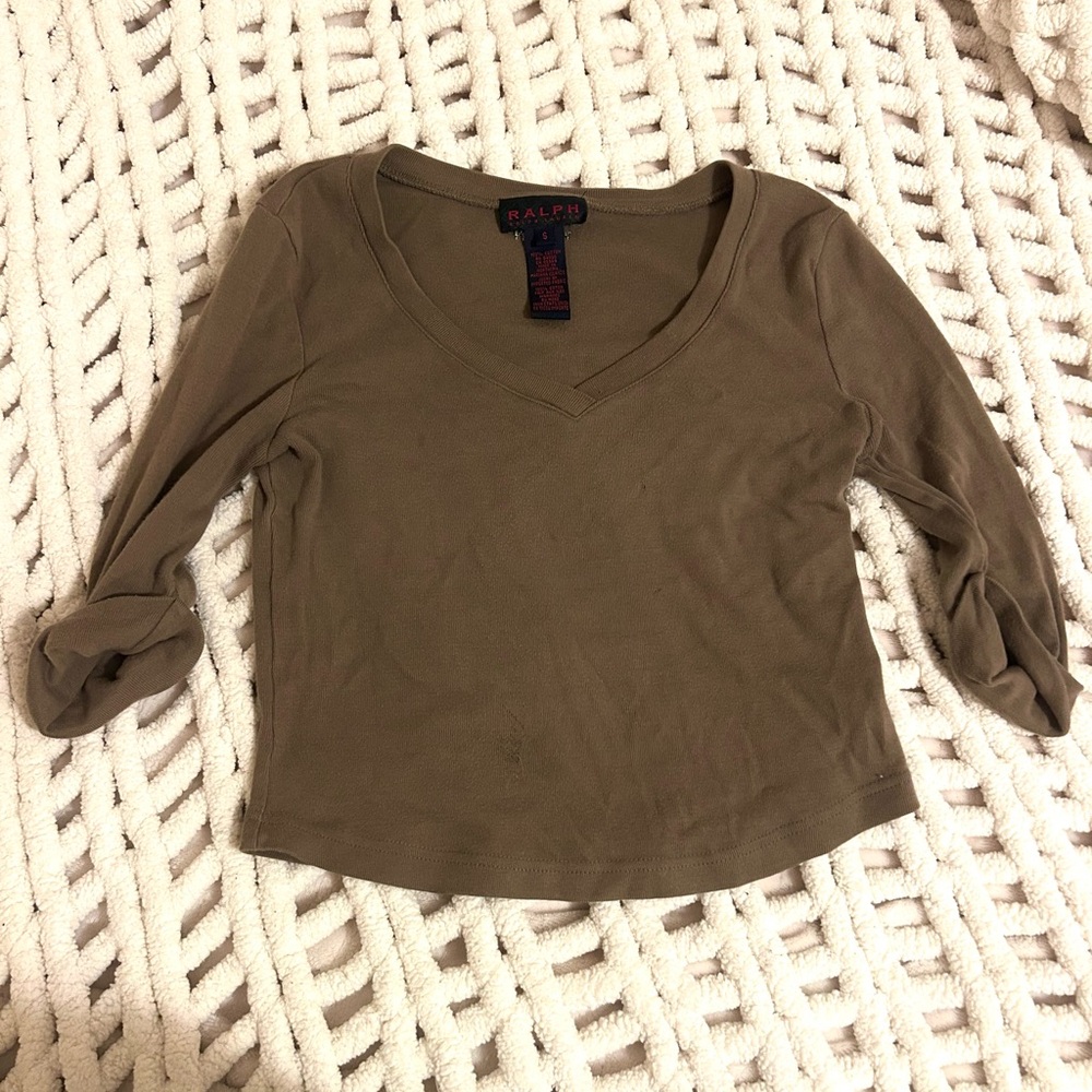 FREE WITH BUNDLE Ralph Lauren Women's Brown Long Sleeve V-Neck Top